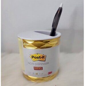 NWT~ Post-it Note Gold Colored Pop-Up Dispenser w/ Built-in Pen Holder (3" X 3")